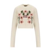 Bloemen Jacquard Crème Trui Dsquared2 , White , Dames