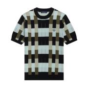 Heren Katoenen T-shirt met Jacquard Patroon Fred Perry , Multicolor , ...