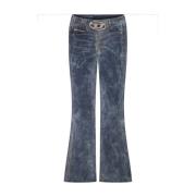 Bootcut Jeans Blauw Kristalversierd Diesel , Blue , Dames