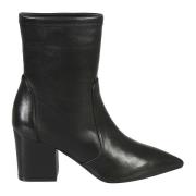 Zwarte Leren Vernell Enkellaarsjes Stuart Weitzman , Black , Dames