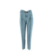 Blauwe Ceintuur Lyocell Broek Pinko , Blue , Dames