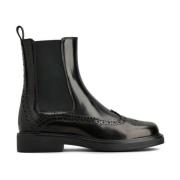 Zwarte Chelsea-laarzen met brogue-details Tod's , Black , Dames