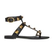 Zwarte Romeinse Stud Sandalen Valentino Garavani , Black , Dames