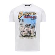 Witte Crew-neck T-shirt met Logo Dsquared2 , White , Heren