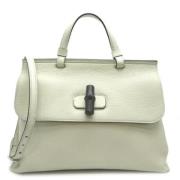 Pre-owned Leather totes Gucci Vintage , White , Dames