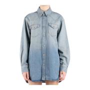 Denim Overhemd Klassiek Blauw Acne Studios , Blue , Dames