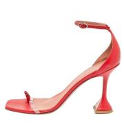 Pre-owned Leather sandals Amina Muaddi Pre-owned , Red , Dames