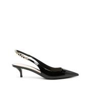 Nero Patent Leren Slingback Hakken Gucci , Black , Dames