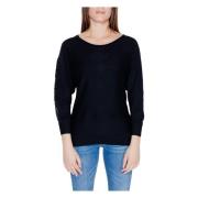 Zwarte Gebreide Ronde Hals Trui Guess , Black , Dames