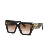 Stijlvolle zonnebril bruine gradientlens Philipp Plein , Black , Unise...