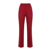 Rode Katoenen Broek met Hoge Taille Saint Laurent , Red , Dames