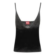 Zwart Geribbeld Katoenen Top Aw24 Diesel , Black , Dames