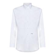 Witte Stretch Katoenen Poplin Logo Shirt Dsquared2 , White , Heren