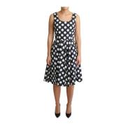 Mouwloze A-lijn jurk met polka dots Dolce & Gabbana , Black , Dames