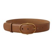 Elegante leren riem met gouden gesp Dolce & Gabbana , Brown , Dames