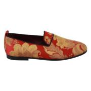 Rood Goud Brokaat Loafers Schoenen Dolce & Gabbana , Multicolor , Dame...