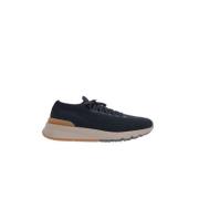 Navy Blauwe Lage Sneakers Brunello Cucinelli , Blue , Heren