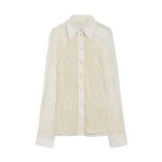 Transparante Botanische Blouse met Lange Mouwen Sportmax , White , Dam...