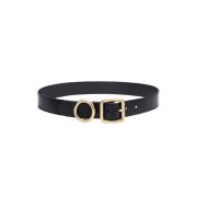 Zwart Leren Cirkel Vierkant Gesp Riem Jacquemus , Black , Dames