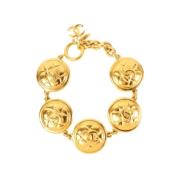 Pre-owned Metal bracelets Chanel Vintage , Yellow , Dames