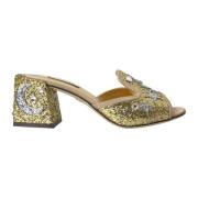 Paillet Hakken Sandalen Goud Zilver Dolce & Gabbana , Yellow , Dames