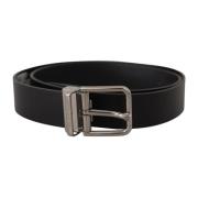 Zwart Leren Logo Gesp Riem Dolce & Gabbana , Black , Heren