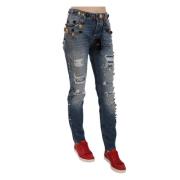 Kristalversierde Denim Jeans Dolce & Gabbana , Blue , Dames