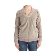 Beige Velvet Zip-Up Sweater Roberto Cavalli , Beige , Dames