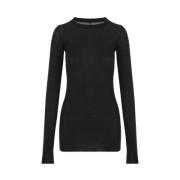 Zwart Geribbeld T-shirt Lange Mouw Rick Owens , Black , Dames