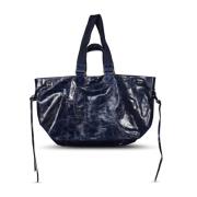 Leren Tote Tas met Gouden Accenten Isabel Marant , Blue , Dames