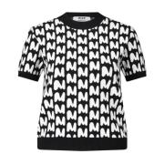 Mwave T-shirt met M-Print Msgm , Black , Dames