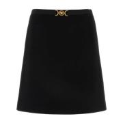 Stretch Wolmix Zwarte Rok Versace , Black , Dames