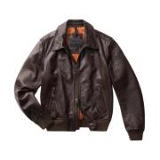 Heren Leren Bomberjack Blauer , Brown , Heren