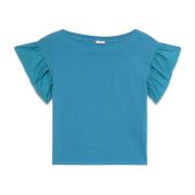 T-shirt met korte vlindermouwen Oltre , Blue , Dames