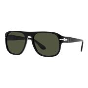 Zwart/Grijs Groene Zonnebril Jean PO Persol , Black , Unisex