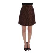 Bruine Bloemen Brokaat Bubble Rok Dolce & Gabbana , Brown , Dames