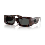 Rechthoekige zonnebril Donkergrijs Havana Glanzend Versace , Brown , U...