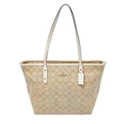 Pre-owned Leather totes Coach Pre-owned , Beige , Dames