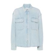 Denim Shirt met Logo-gegraveerde Knopen Agolde , Blue , Dames