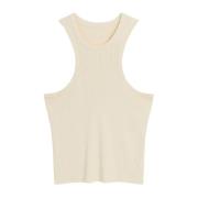 Mouwloze Ribgebreide Top Soulland , White , Dames