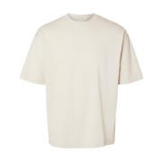 Losse Oscar Tee in Havermeel Selected Homme , Beige , Heren