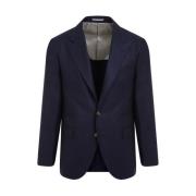 Donkerblauw Single-Breasted Jas Brunello Cucinelli , Blue , Heren