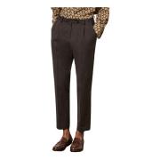 Katoenen Soft-Fit Broek met Plooien Massimo Alba , Brown , Dames