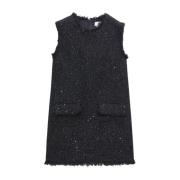 Zwart Pailletten Jurk Msgm , Black , Dames