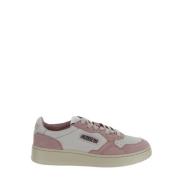 Witte Roze Ronde Neus Lage Top Sneakers Autry , Pink , Dames