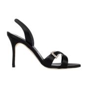 Kristallen Gesp Slingback Stiletto Hakken Manolo Blahnik , Black , Dam...