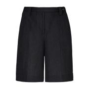 Delavè Linnen Bermuda Shorts Losse Pasvorm Massimo Alba , Black , Dame...