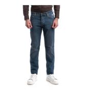 Denim Stretch Jeans Weared Style Roy Roger's , Blue , Heren
