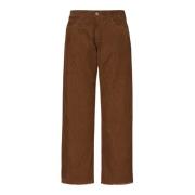 Fluwelen Gestreepte Broek met Franje Massimo Alba , Brown , Dames