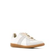 Witte Leren Sneakers met Nummers Logo Maison Margiela , Gray , Dames